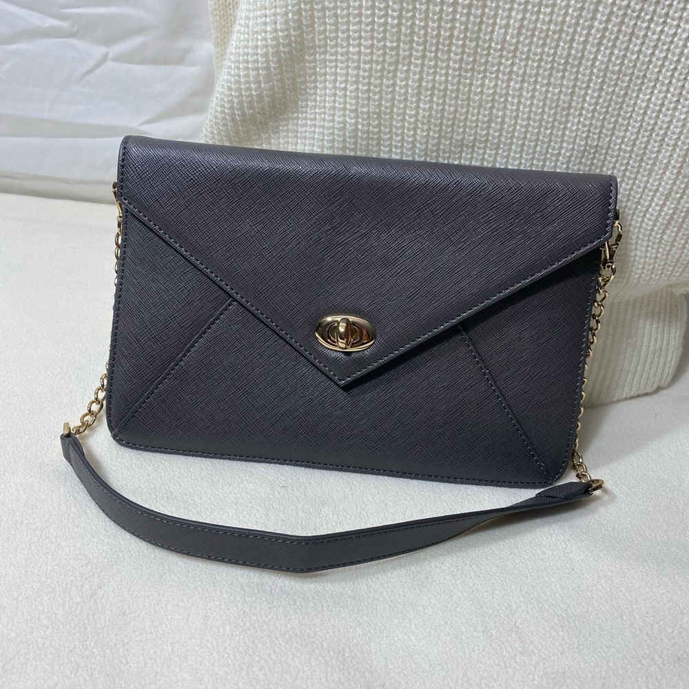Sorial Gray and Gold Envelope Clutch